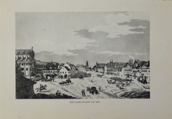 Kupfertiefdruck von 1935 - Prag Der Karlsplatz um 1800
